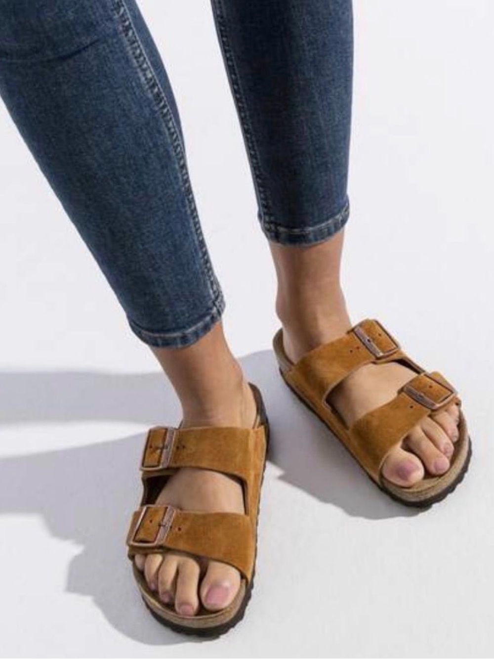 Birkenstock Suede Two-Buckle Slide Sandals in Brown - Picture 3 of 13